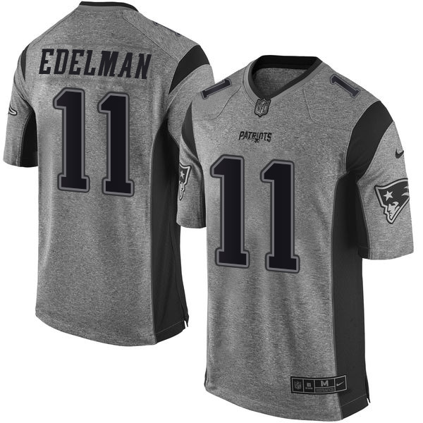 Men's Limited Julian Edelman Nike Jersey Gray - #11 Gridiron NFL New England Patriots
